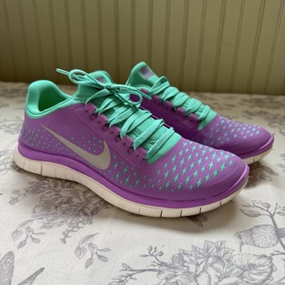 Nike Free 3.0 v4 Purple Teal Women’s Size 9 2012 Mint Green 511495 Running Shoes